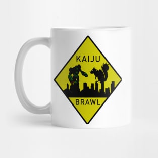 Kaiju Brawl Warning Sign Mug